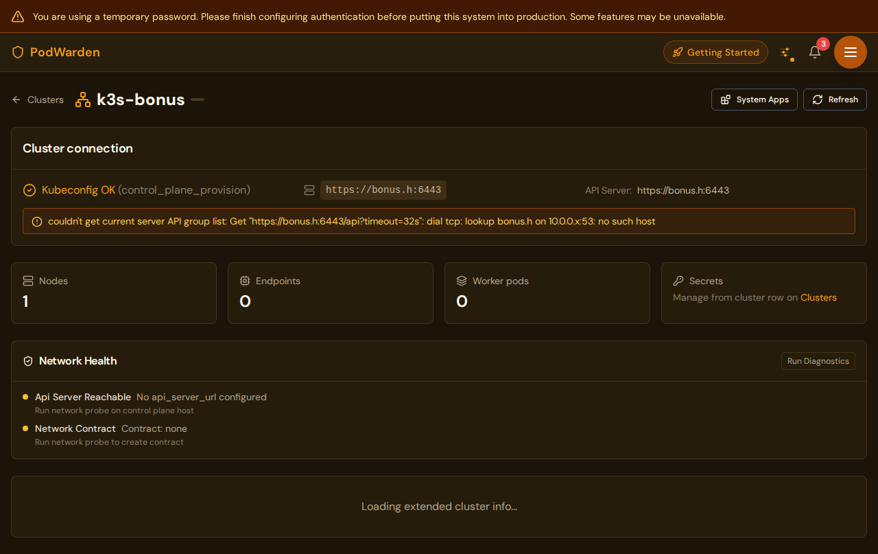 PodWarden cluster delete confirmation modal